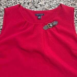 Tommy Hilfiger Red Sleeveless Dress with Buckle Accent